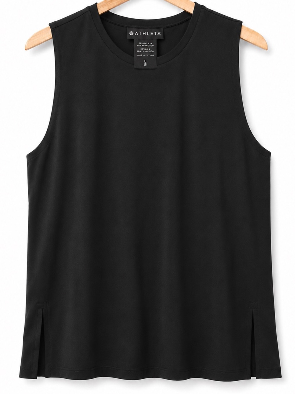 Athleta Zephyr Refined Tank Black Sleeveless Tunic Travel Hiking Top Size L
